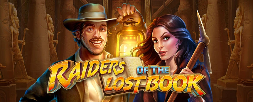 Embark on an exciting adventure with Professor Lola and explorer Mr. Johnson in the Raiders of the Lost Book online slot game. This archaeology-themed slot features five reels, three rows, and 10 paylines, as the duo searches for treasures like the Golden Egyptian Ankh and Eye of Horus. The game offers thrilling features, including a retriggerable Free Spins Bonus round and Expanding Mystery Symbols that can cover entire reels, significantly boosting your winnings. Dive into the action and uncover hidden treasures as you spin the reels!