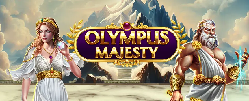 Go to the top of the mountain where Greek gods live and see what amazing riches they have when you play the Olympus Majesty online slot game at Café Casino.