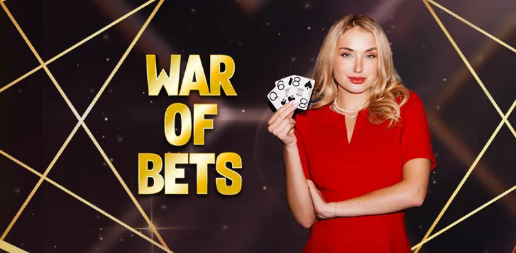 "War of Bets" is a card game played between two sides: the Player and the Dealer. It uses a standard deck of playing cards. The card with the higher value wins. If the cards are of equal value, a "War" occurs.